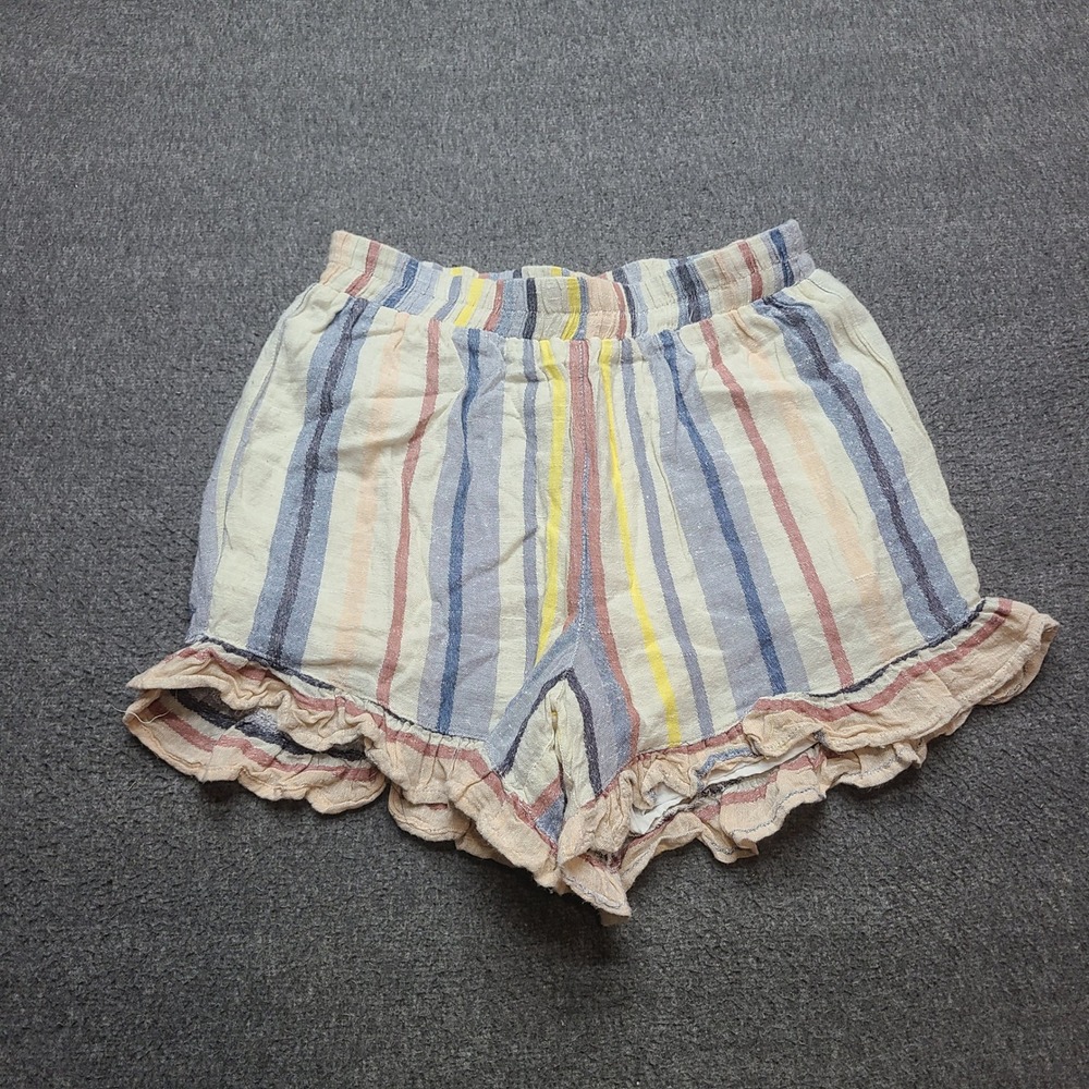 Harper Heritage Striped Shorts Womens Small Multicolor Excellent Ruffle Hem